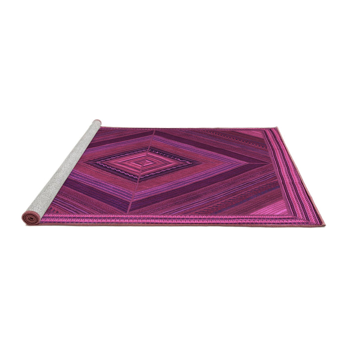 Sideview of Machine Washable Abstract Purple Contemporary Area Rugs, wshcon2644pur