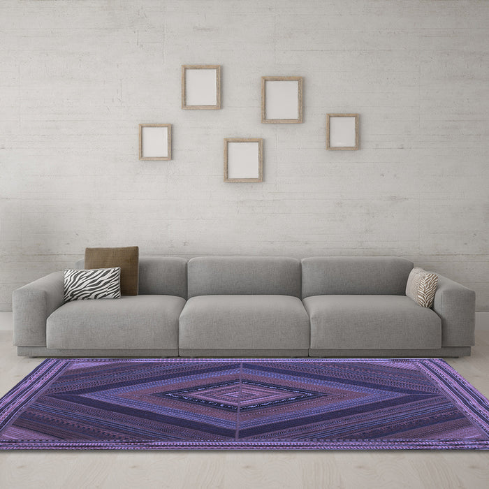 Machine Washable Abstract Blue Contemporary Rug in a Living Room, wshcon2644blu