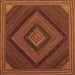 Square Machine Washable Abstract Brown Contemporary Rug, wshcon2644brn