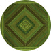 Square Abstract Green Contemporary Rug, con2644grn