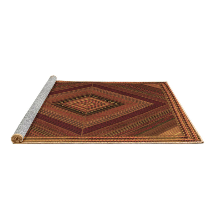 Sideview of Machine Washable Abstract Brown Contemporary Rug, wshcon2644brn