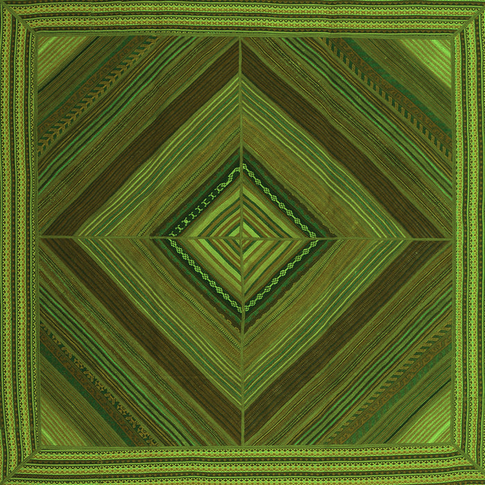 Serging Thickness of Abstract Green Contemporary Rug, con2644grn