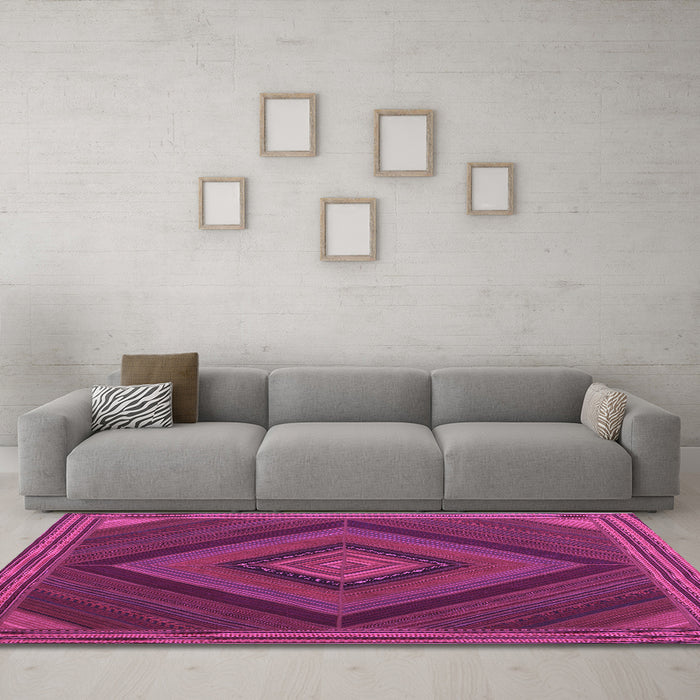 Machine Washable Abstract Purple Contemporary Area Rugs in a Living Room, wshcon2644pur