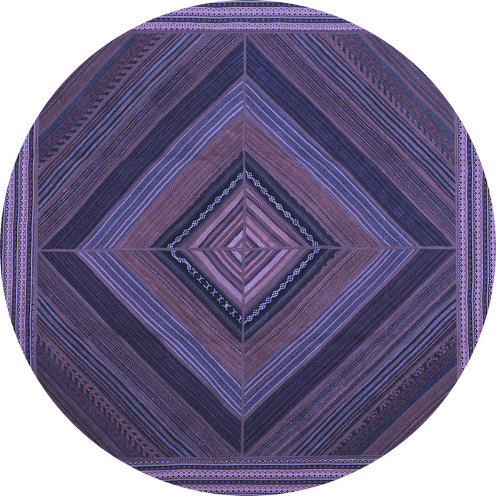 Round Abstract Blue Contemporary Rug, con2644blu