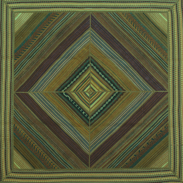 Square Abstract Turquoise Contemporary Rug, con2644turq