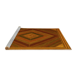 Sideview of Machine Washable Abstract Yellow Contemporary Rug, wshcon2644yw