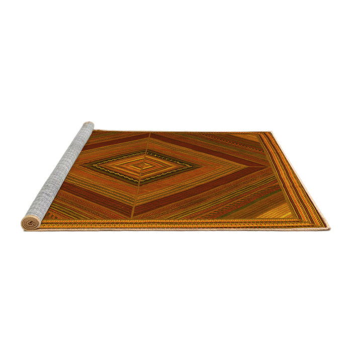 Sideview of Machine Washable Abstract Yellow Contemporary Rug, wshcon2644yw