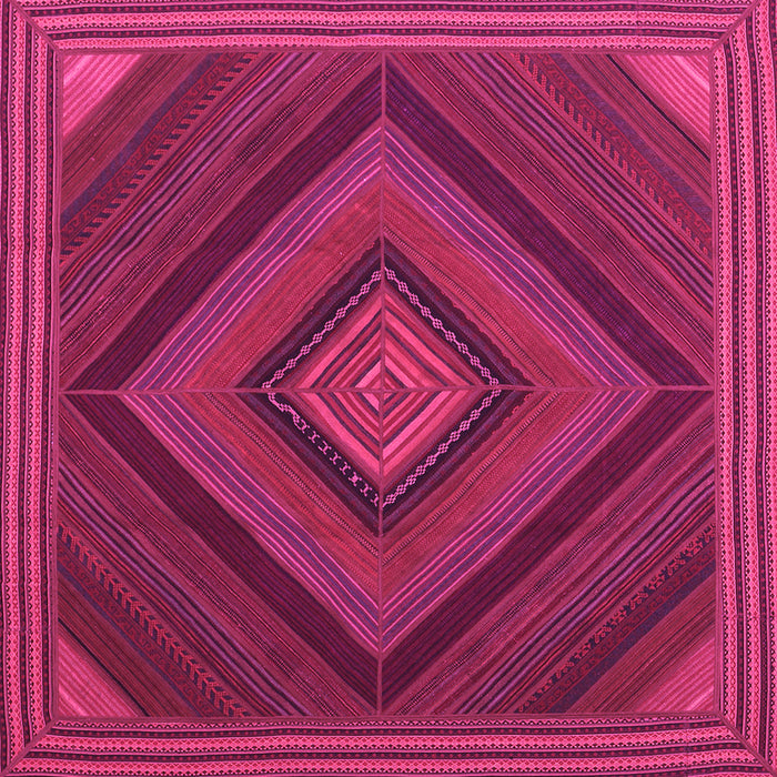 Square Machine Washable Abstract Pink Contemporary Rug, wshcon2644pnk