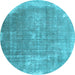 Round Machine Washable Abstract Light Blue Contemporary Rug, wshcon2645lblu