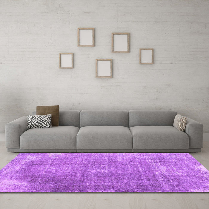 Machine Washable Abstract Purple Contemporary Area Rugs in a Living Room, wshcon2645pur