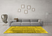 Machine Washable Abstract Yellow Contemporary Rug in a Living Room, wshcon2645yw