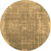 Round Abstract Brown Contemporary Rug, con2645brn