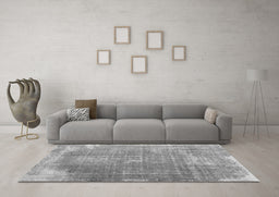 Machine Washable Abstract Gray Contemporary Rug in a Living Room,, wshcon2645gry