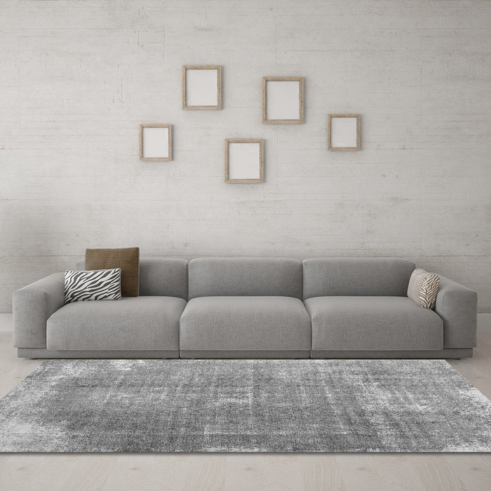 Machine Washable Abstract Gray Contemporary Rug in a Living Room,, wshcon2645gry