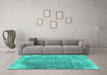 Machine Washable Abstract Turquoise Contemporary Area Rugs in a Living Room,, wshcon2645turq