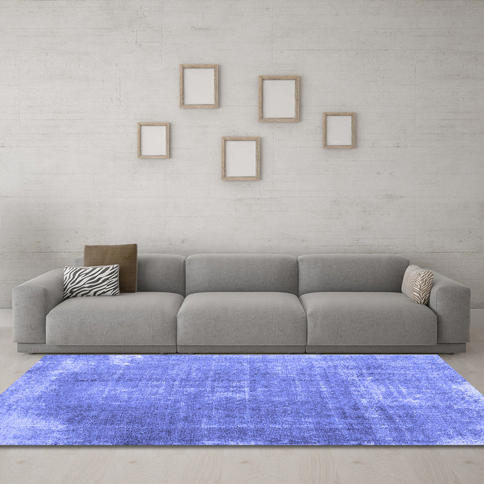 Machine Washable Abstract Blue Contemporary Rug in a Living Room, wshcon2645blu