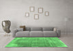 Machine Washable Abstract Emerald Green Contemporary Area Rugs in a Living Room,, wshcon2645emgrn