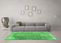 Machine Washable Abstract Emerald Green Contemporary Rug, wshcon2645emgrn