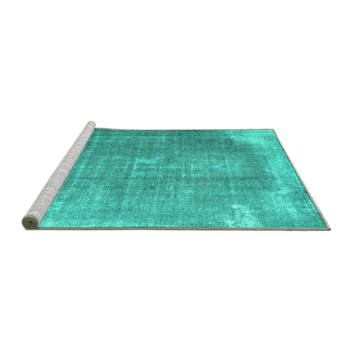 Sideview of Machine Washable Abstract Turquoise Contemporary Area Rugs, wshcon2645turq