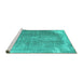 Sideview of Machine Washable Abstract Turquoise Contemporary Area Rugs, wshcon2645turq