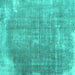 Square Machine Washable Abstract Turquoise Contemporary Area Rugs, wshcon2645turq