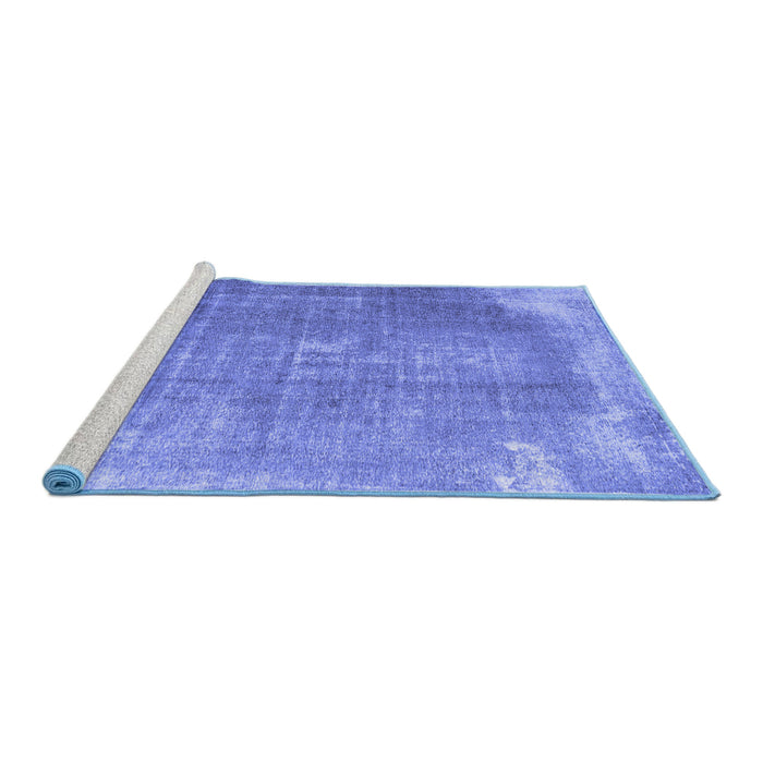 Sideview of Machine Washable Abstract Blue Contemporary Rug, wshcon2645blu