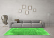 Machine Washable Abstract Green Contemporary Area Rugs in a Living Room,, wshcon2645grn