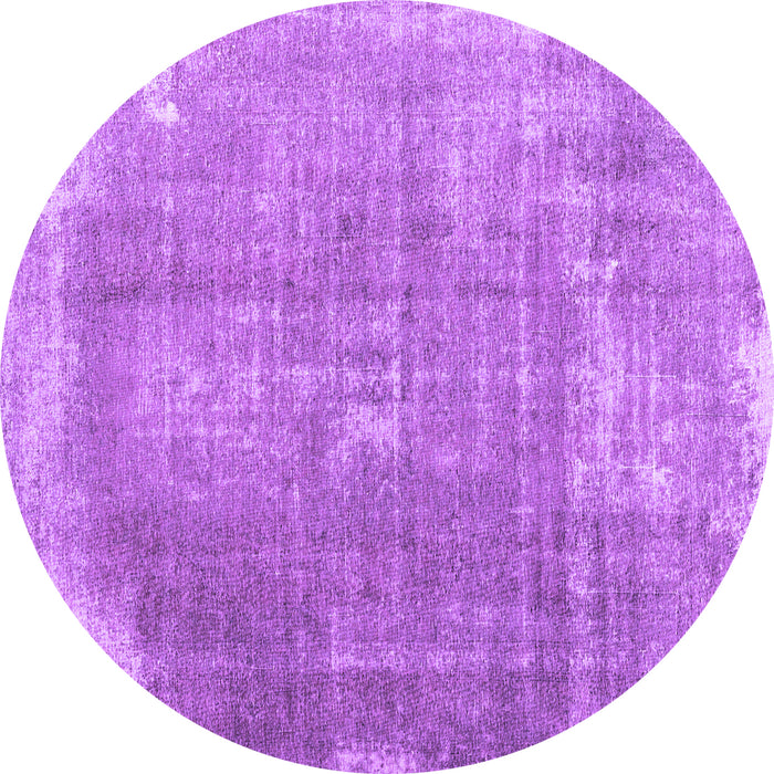 Round Abstract Purple Contemporary Rug, con2645pur