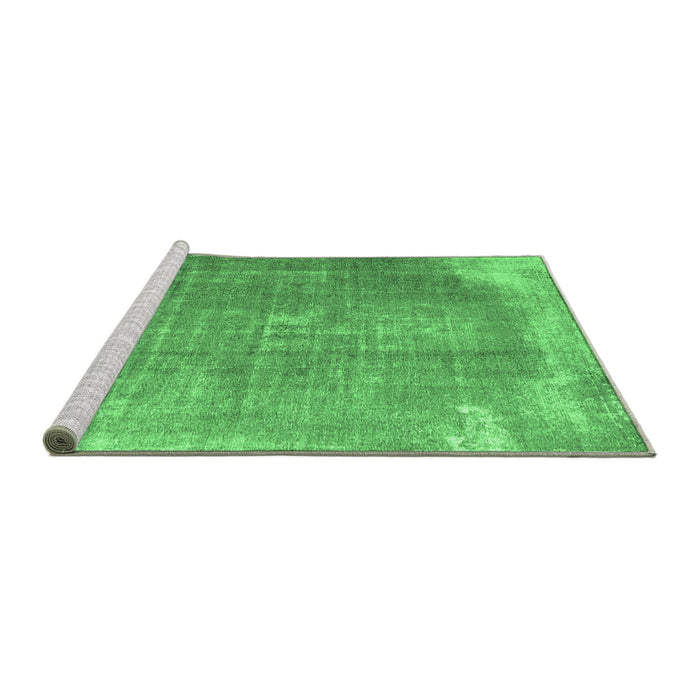 Sideview of Machine Washable Abstract Emerald Green Contemporary Area Rugs, wshcon2645emgrn