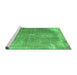 Sideview of Machine Washable Abstract Emerald Green Contemporary Area Rugs, wshcon2645emgrn