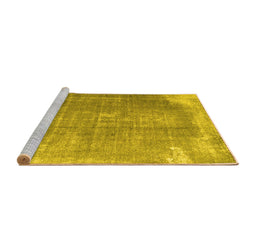 Sideview of Machine Washable Abstract Yellow Contemporary Rug, wshcon2645yw