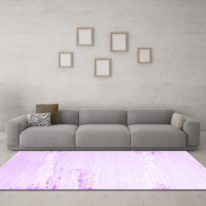 Machine Washable Solid Purple Modern Area Rugs in a Living Room, wshcon2646pur