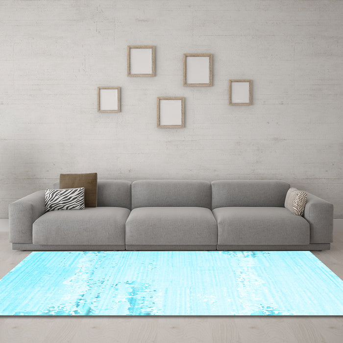 Machine Washable Solid Light Blue Modern Rug in a Living Room, wshcon2646lblu