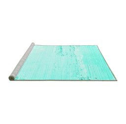 Sideview of Machine Washable Solid Turquoise Modern Area Rugs, wshcon2646turq