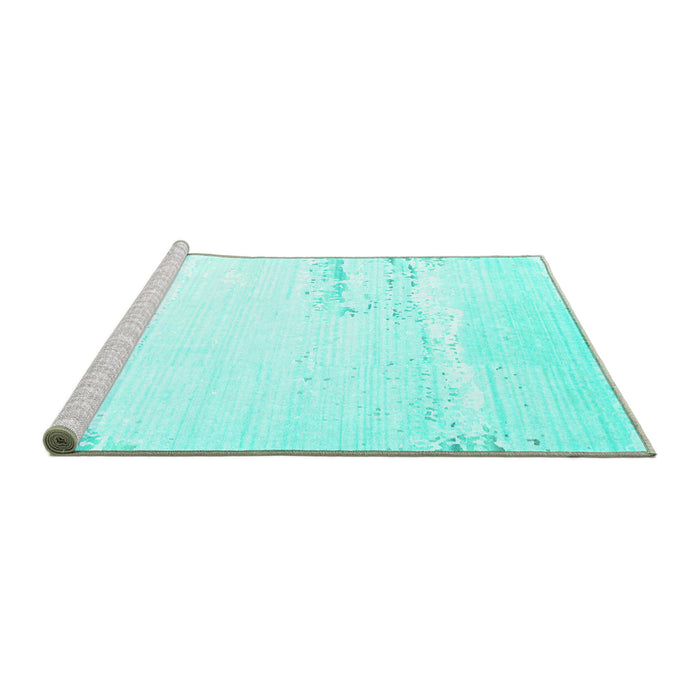 Sideview of Machine Washable Solid Turquoise Modern Area Rugs, wshcon2646turq