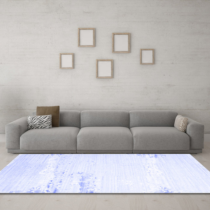 Machine Washable Solid Blue Modern Rug in a Living Room, wshcon2646blu