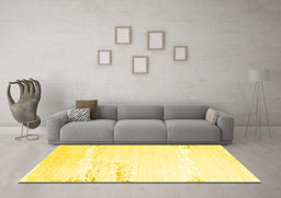Machine Washable Solid Yellow Modern Rug in a Living Room, wshcon2646yw