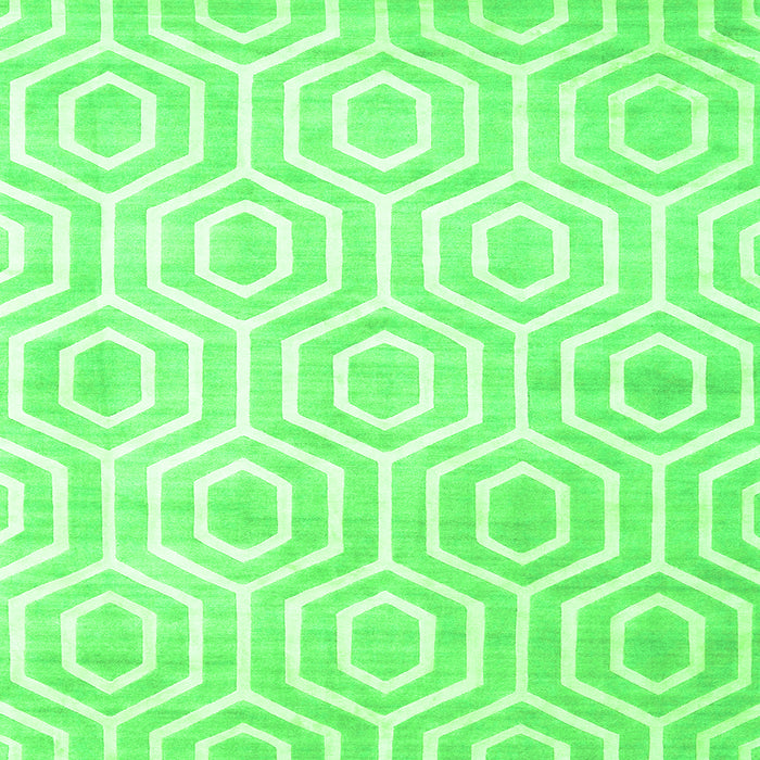 Serging Thickness of Abstract Green Contemporary Rug, con2647grn