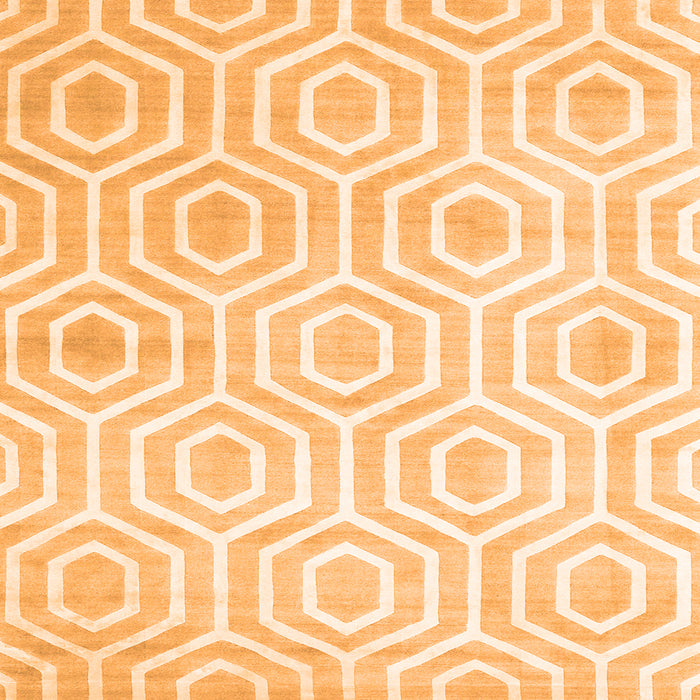 Round Machine Washable Abstract Orange Contemporary Area Rugs, wshcon2647org