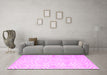 Machine Washable Abstract Pink Contemporary Rug in a Living Room, wshcon2647pnk