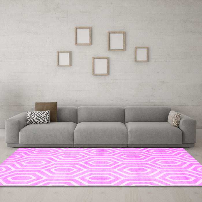 Machine Washable Abstract Pink Contemporary Rug in a Living Room, wshcon2647pnk