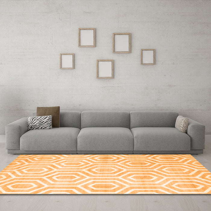 Machine Washable Abstract Orange Contemporary Area Rugs in a Living Room, wshcon2647org