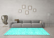 Machine Washable Abstract Turquoise Contemporary Area Rugs in a Living Room,, wshcon2647turq