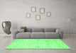 Machine Washable Abstract Green Contemporary Area Rugs in a Living Room,, wshcon2647grn