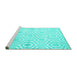 Sideview of Machine Washable Abstract Turquoise Contemporary Area Rugs, wshcon2647turq