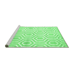 Sideview of Machine Washable Abstract Emerald Green Contemporary Area Rugs, wshcon2647emgrn