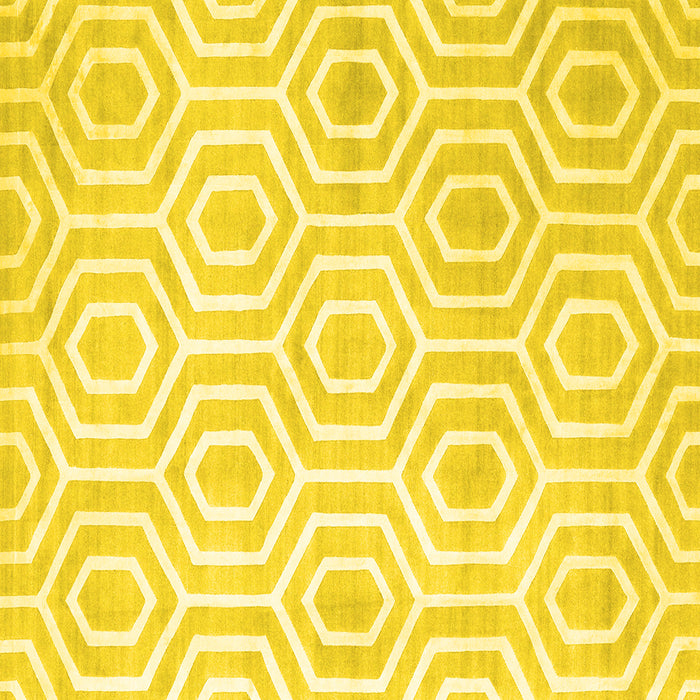 Square Machine Washable Abstract Yellow Contemporary Rug, wshcon2647yw