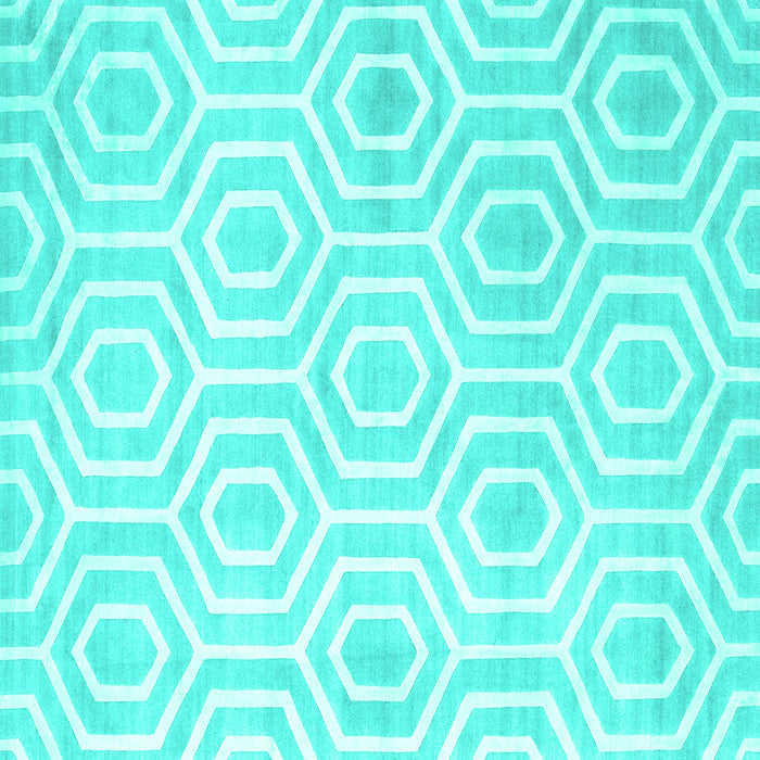 Square Machine Washable Abstract Turquoise Contemporary Area Rugs, wshcon2647turq