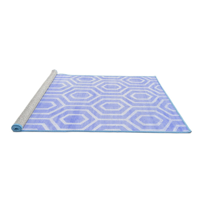 Sideview of Machine Washable Abstract Blue Contemporary Rug, wshcon2647blu