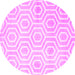 Round Abstract Pink Contemporary Rug, con2647pnk